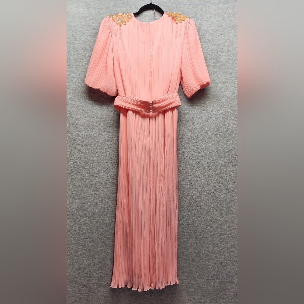 Miss Elliette Ruched Chiffon Beaded Gown Womens 12 Fairy Cottagecore Vintage - Picture 2 of 8